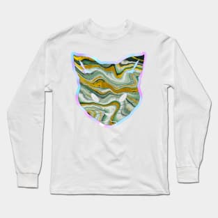 Geode prismatic iridescent gemstone cat - Wiccan Long Sleeve T-Shirt